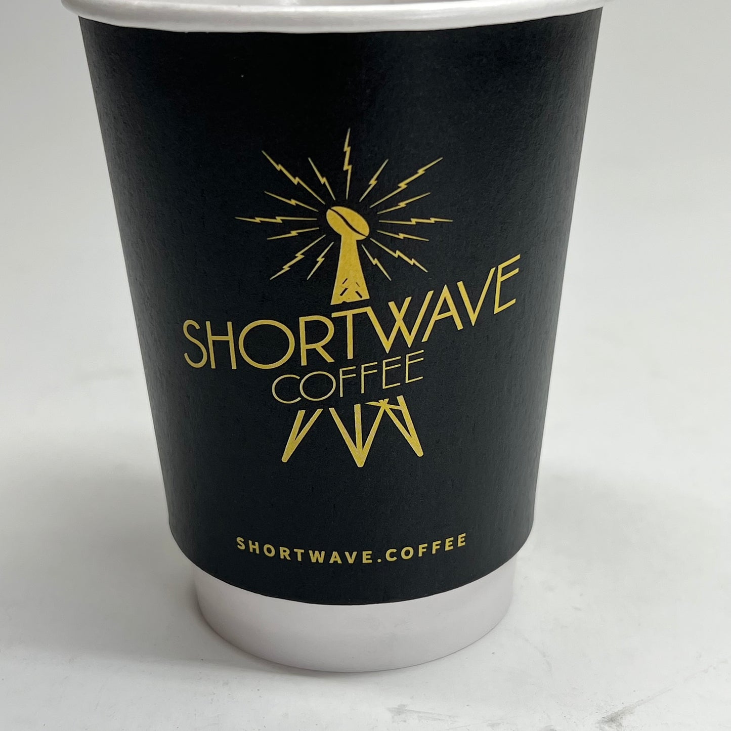 ZA@ SHORTWAVE COFFEE (25 PACK) Disposable Hot Beverage Cups  4"x3.5" Black/White