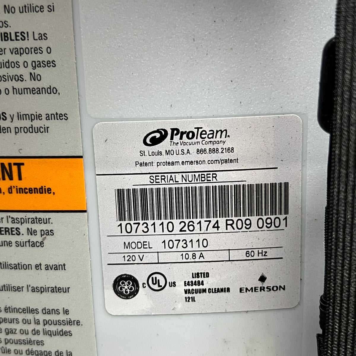 PROTEAM Super Coach Pro 10 Commercial Backpack Vacuum Cleaner Sz 23"H Grey 1073110