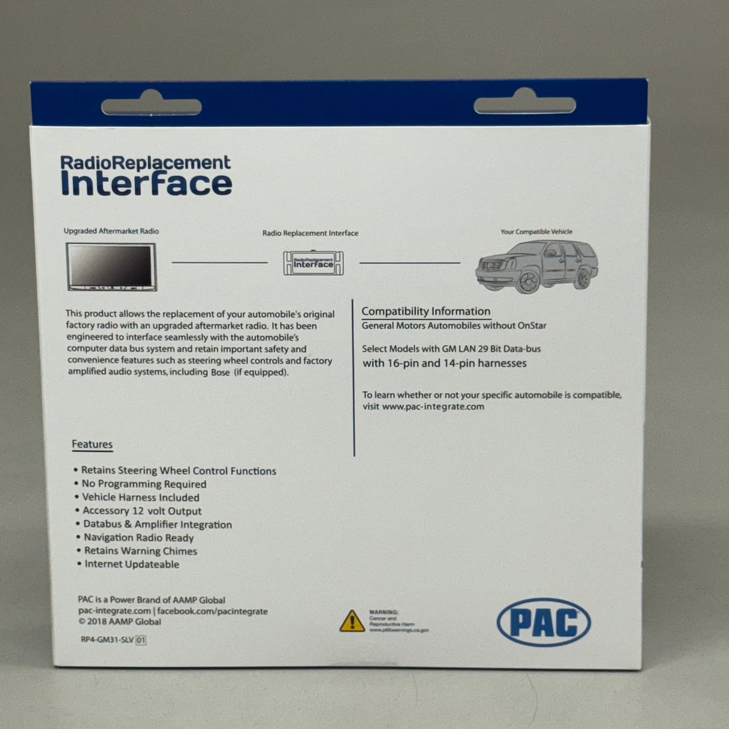 PAC Radio Replacement Interface SWC Interface Pre-Loaded 12Volt Mirco-B RP4-GM31