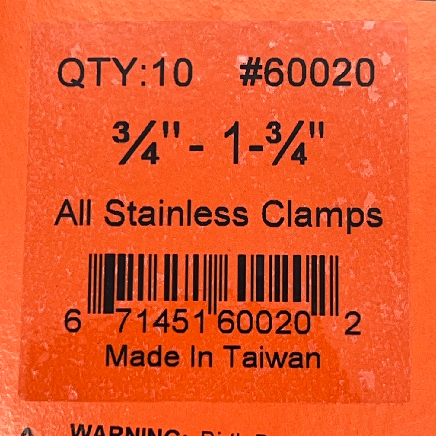 PASCO (10 PACK) All 201 Stainless Steel Clamps 3/4" - 1-3/4" Fits 1-1/4 in ID Hose 60020