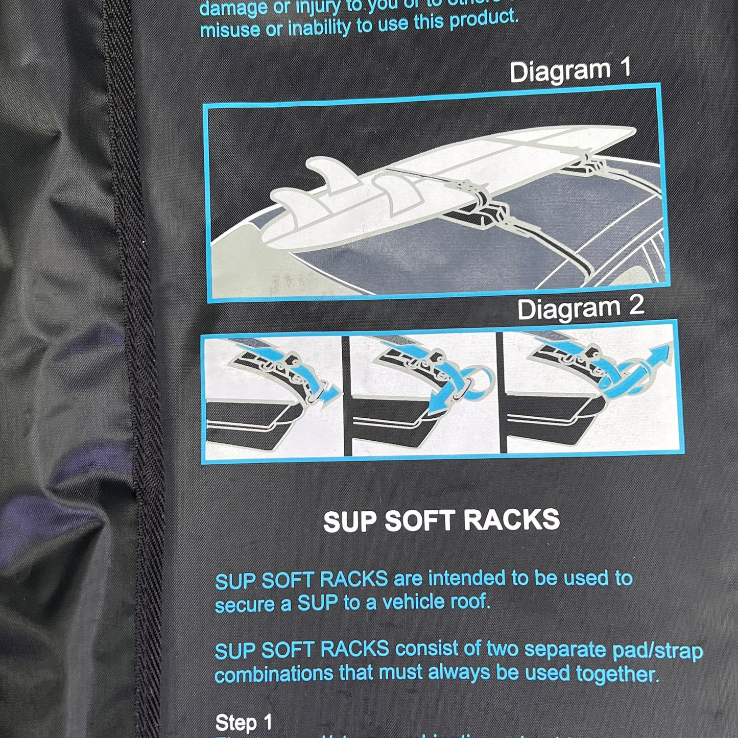 BLOCK SURF (SET OF 2) SUP / Longboard Soft Rack 33"x4.5" Black RABLS0SUPLB33KK