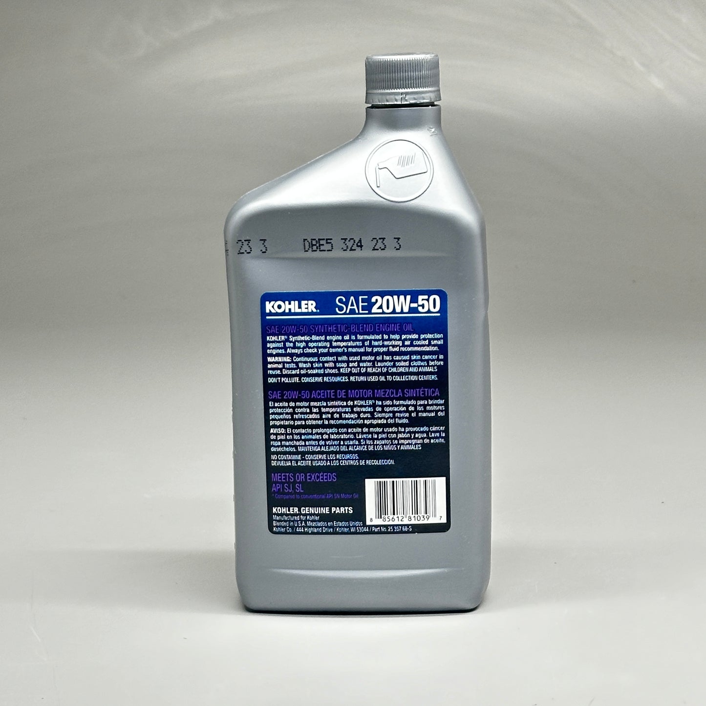 KOHLER (12 PACK, 1 Quart Each) Synthetic-Blend Engine Oil SAE 20W-50