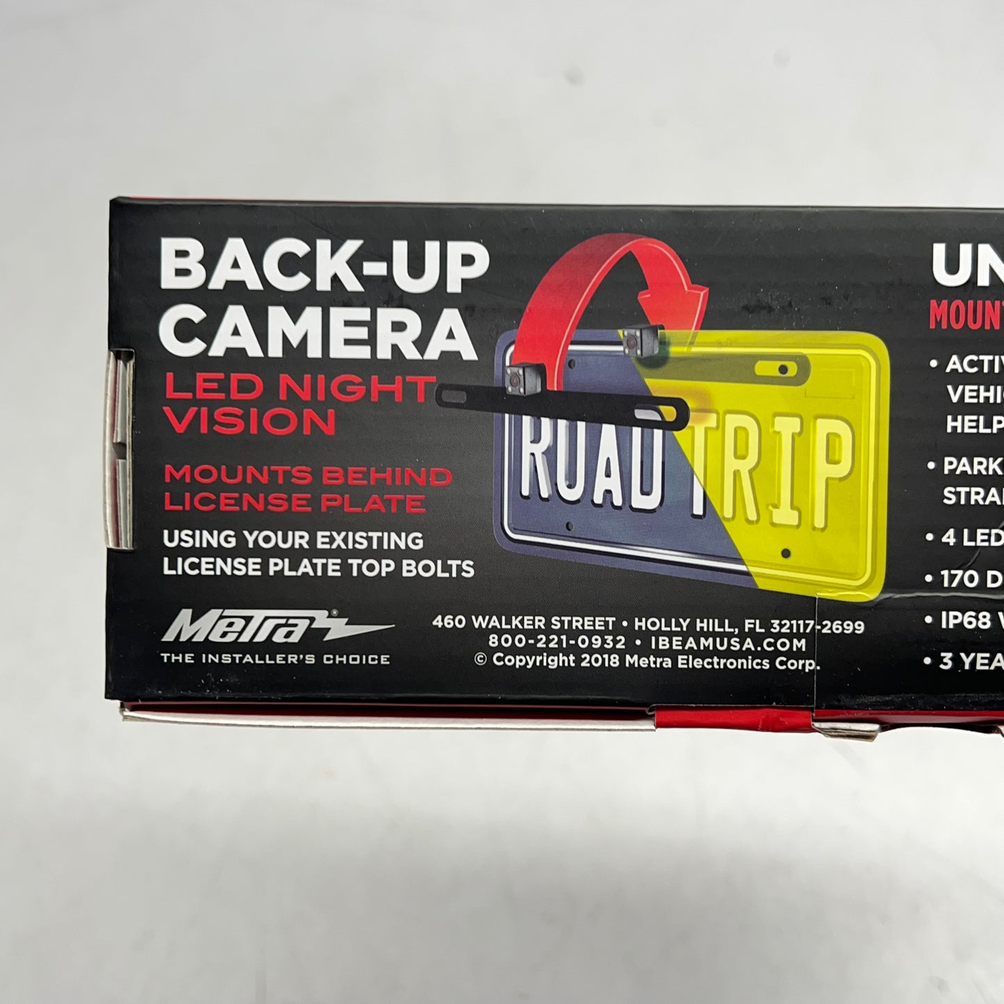 METRA Ibeam License Plate Back-up Camera W/ Night Vision & Parking Lines BBBPLTC