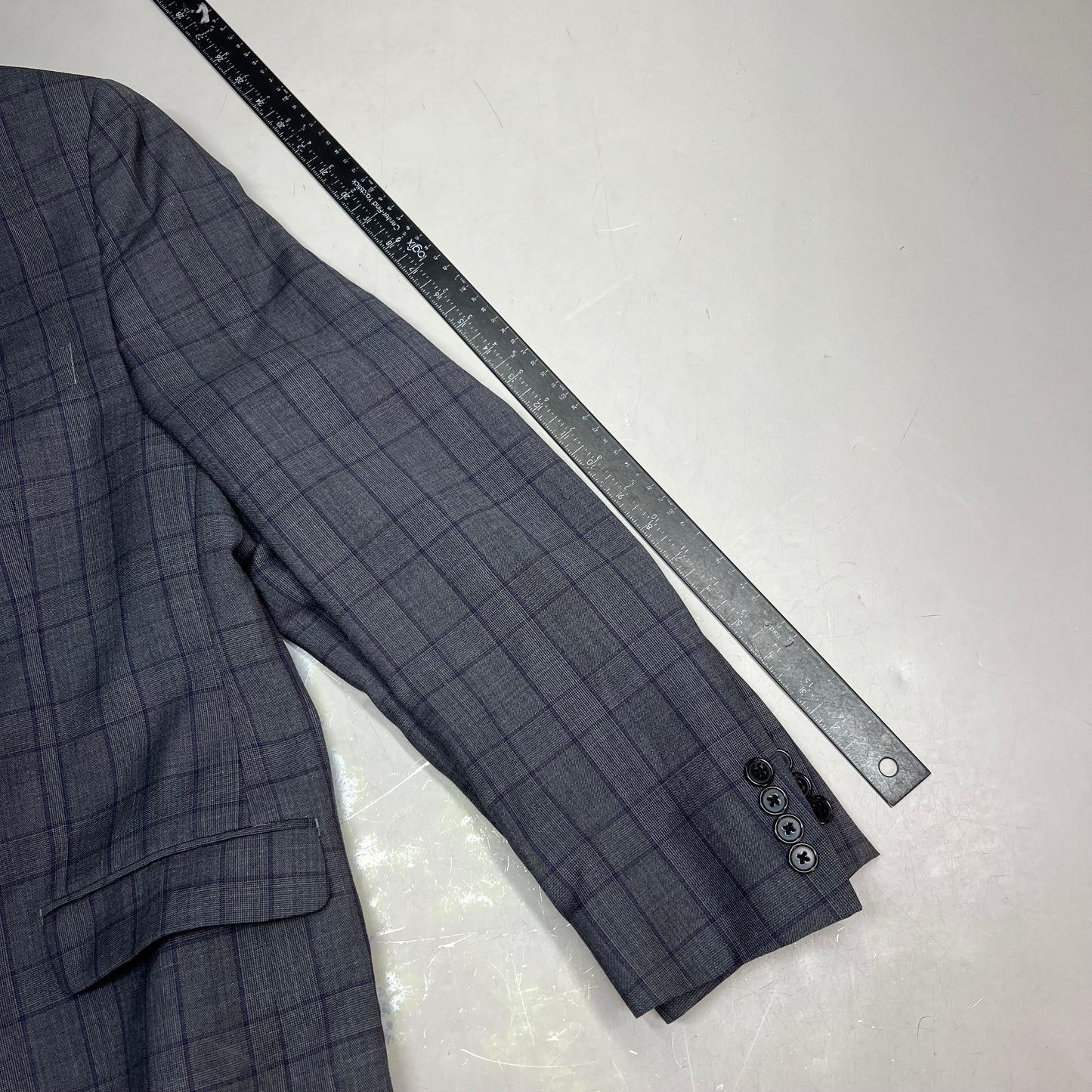 RALPH LAUREN  70% Wool Hand Tailored Suit Set Men's Sz 42 L Grey Purple Plaid (Pre-Owned)