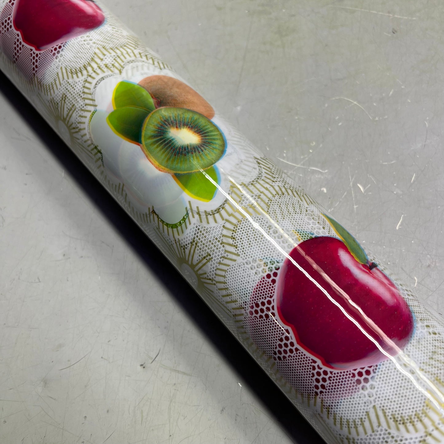 Faux Lace & Fruit Durable PVC Glossy Dinning Table Cloth 54"x60' Multicolor