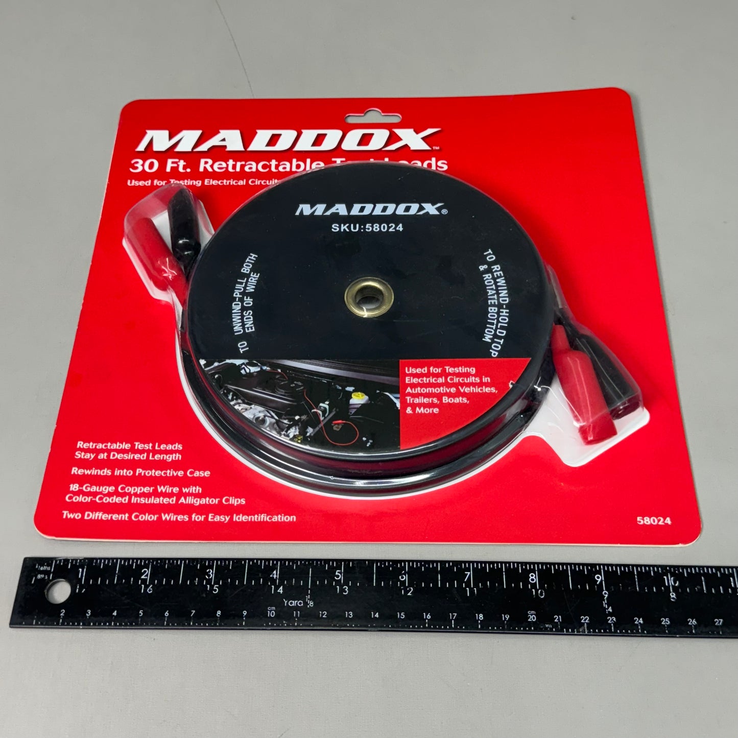 MADDOX 30ft Retractable Test Leads: Used for Testing Electrical Circuits 58024