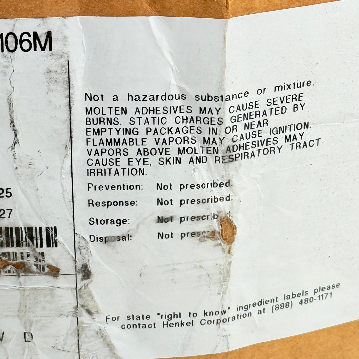 ZA@ HENKEL Technomelt Supra 106 Hot Melt Adhesive 33.6lb 1217762 (New- Dented Box)