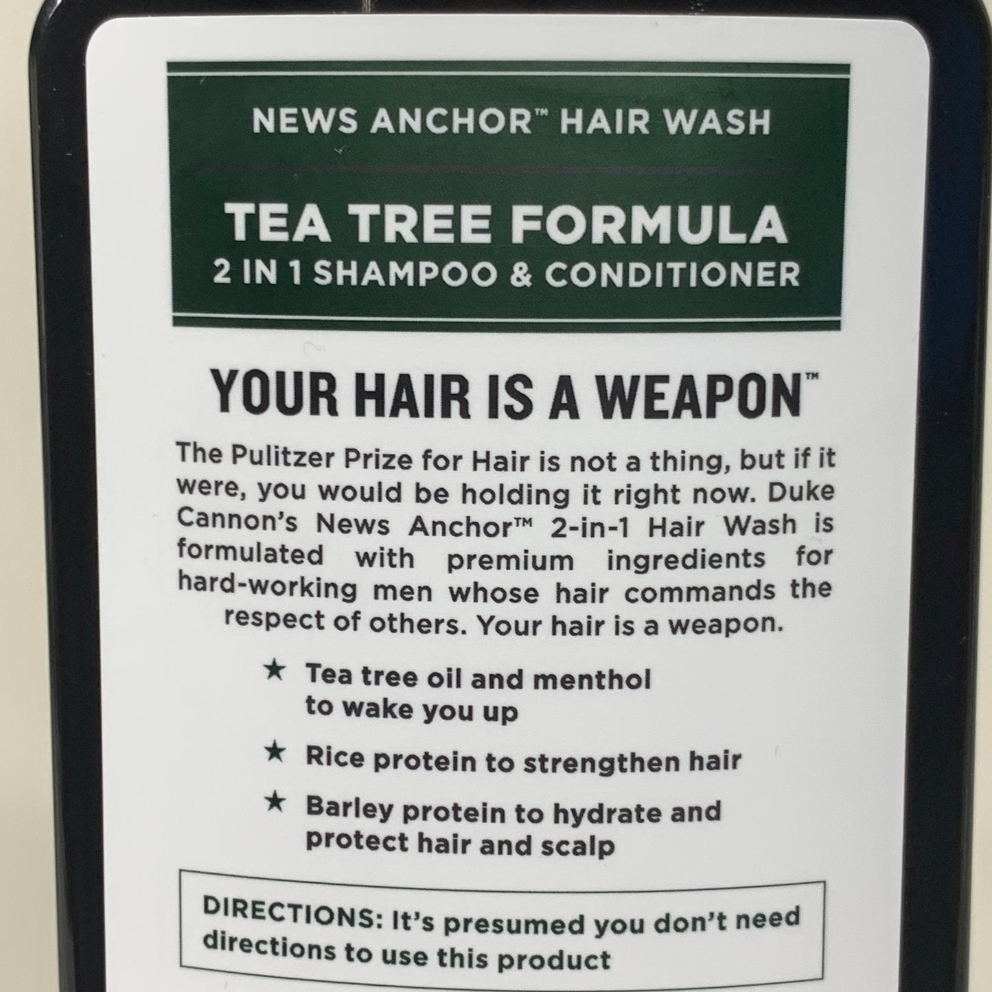 DUKE CANNON (3 PACK) News Anchor 2-in-1 Hair Wash Tea Tree 10 Fl oz