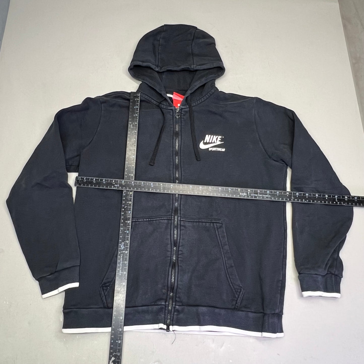 NIKE Sports Wear Full Zip Hoodie Unisex Sz L Black/White (Pre-Owned)