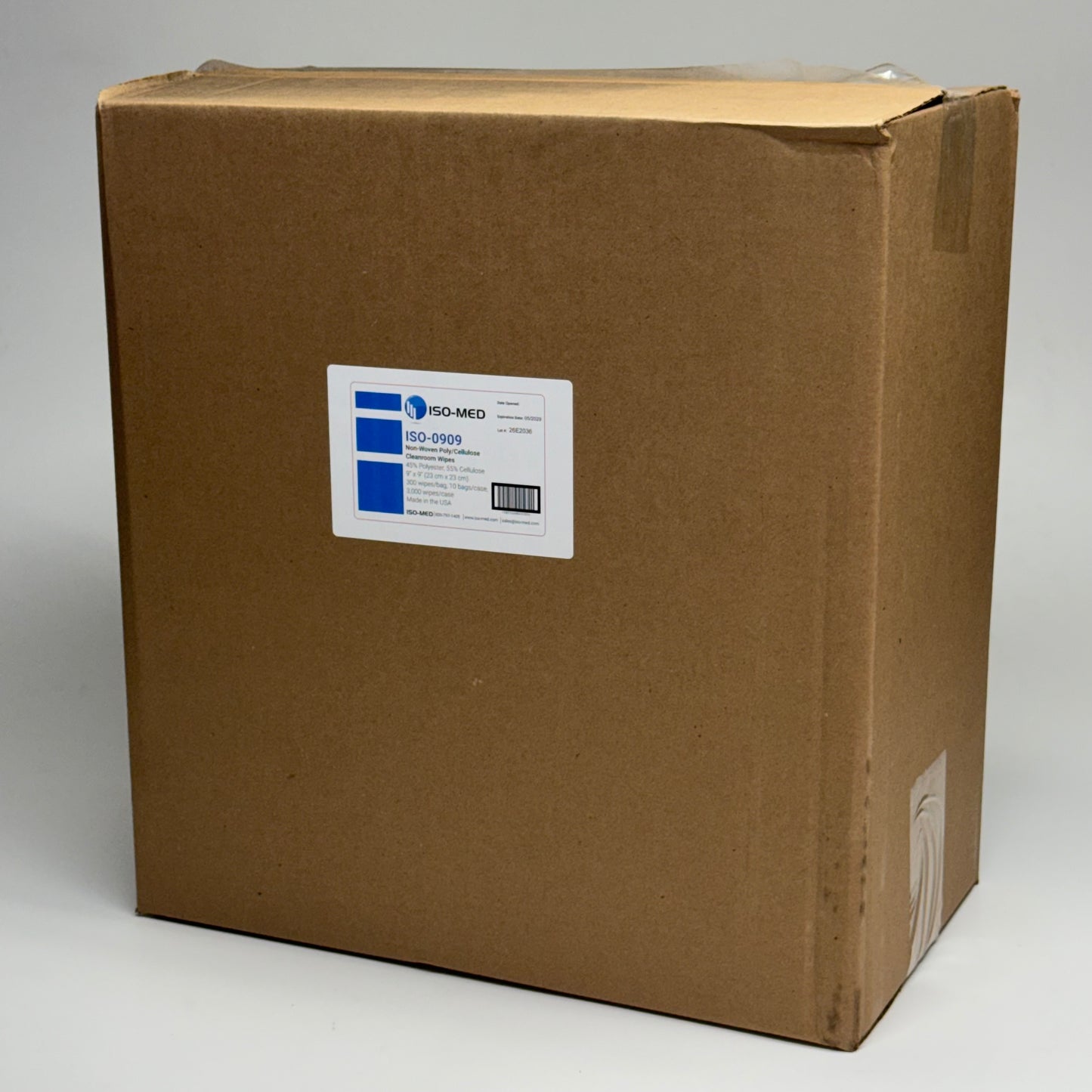 ISO-MED (3000 Wipes) Non-Woven Poly/Cellulose Cleanroom Wipes Sz 9" x 9" ISO-0909