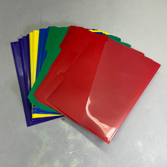 ZA@ SMEAD (30 PACK) Poly File Folders W/ Slash Pocket  1/3 Cut Assorted Colors 10540
