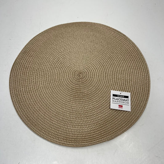 NOW DESIGNS (4 PACK) Disko Placemat 100% Woven Polypropylene 15" Dia Taupe