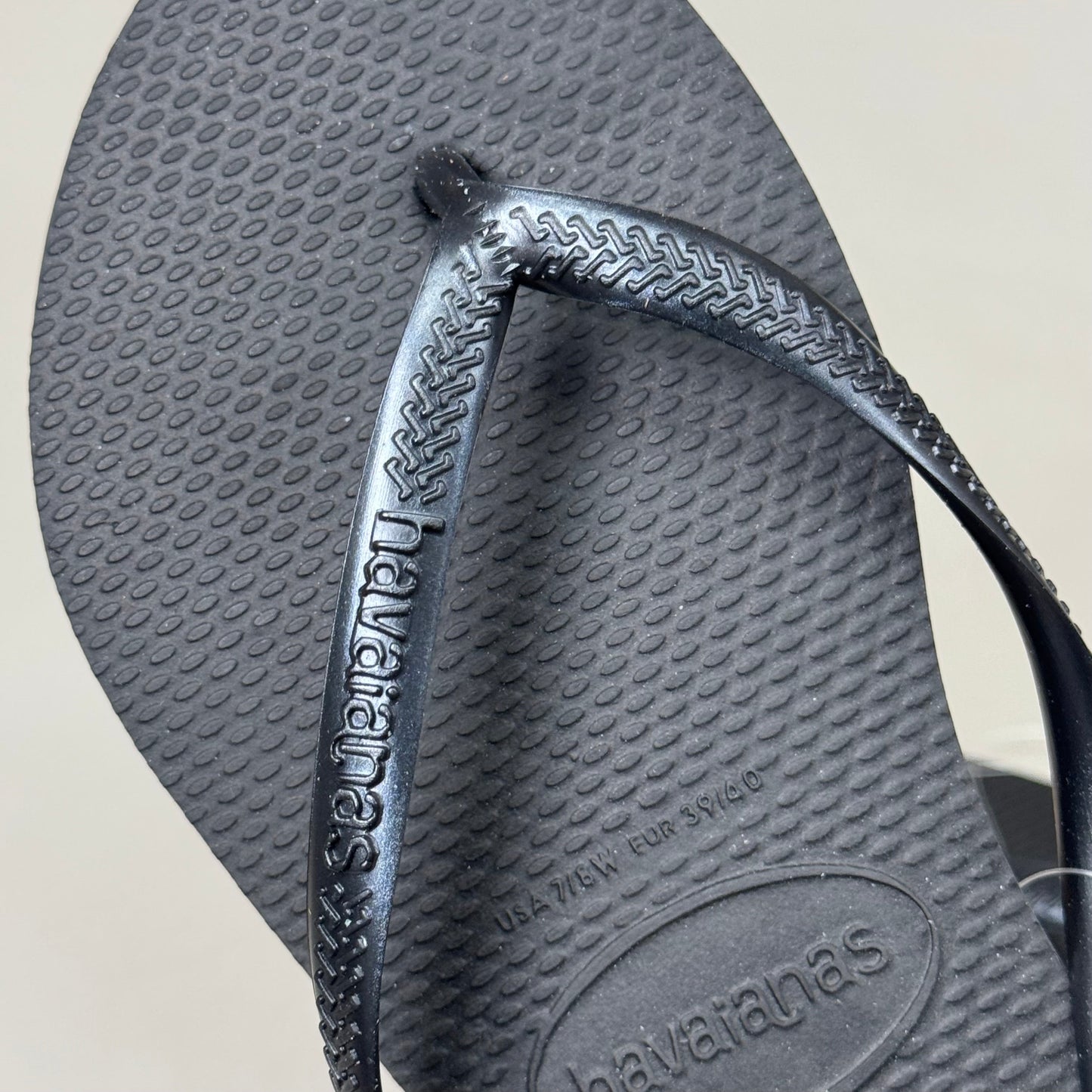 ZA@ HAVAIANAS High Quality Rubber Slim Flip Flops Non-Slip Women's 7/8 Black 400030 A