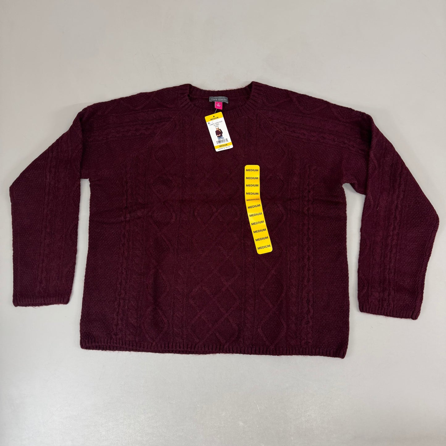 VINCE CAMUTO Cable Knit Sweater Women's Sz-M Wine SC2895