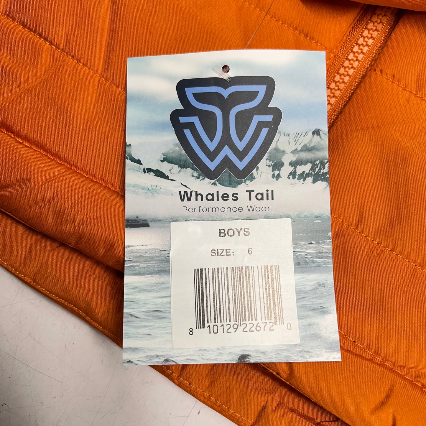 WHALES TAIL Fleece Lined Hooded Full Zip Up Winter Coat  Boy's Sz 6 Orange