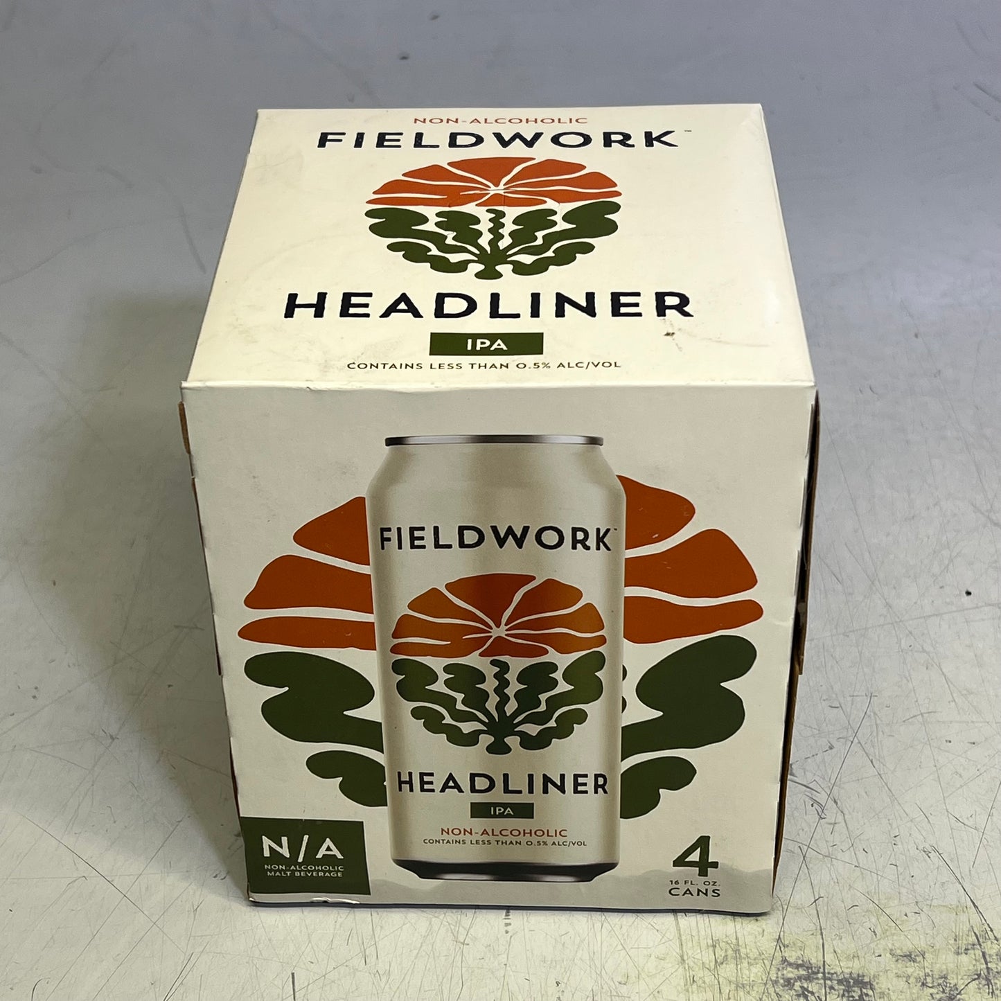 ZA@ FIELDWORK (3 PACK, 12 CANS TOTAL) Headliner Non-Alcoholic IPA 16 Fl Oz (Slight|ly Distressed Packaging)