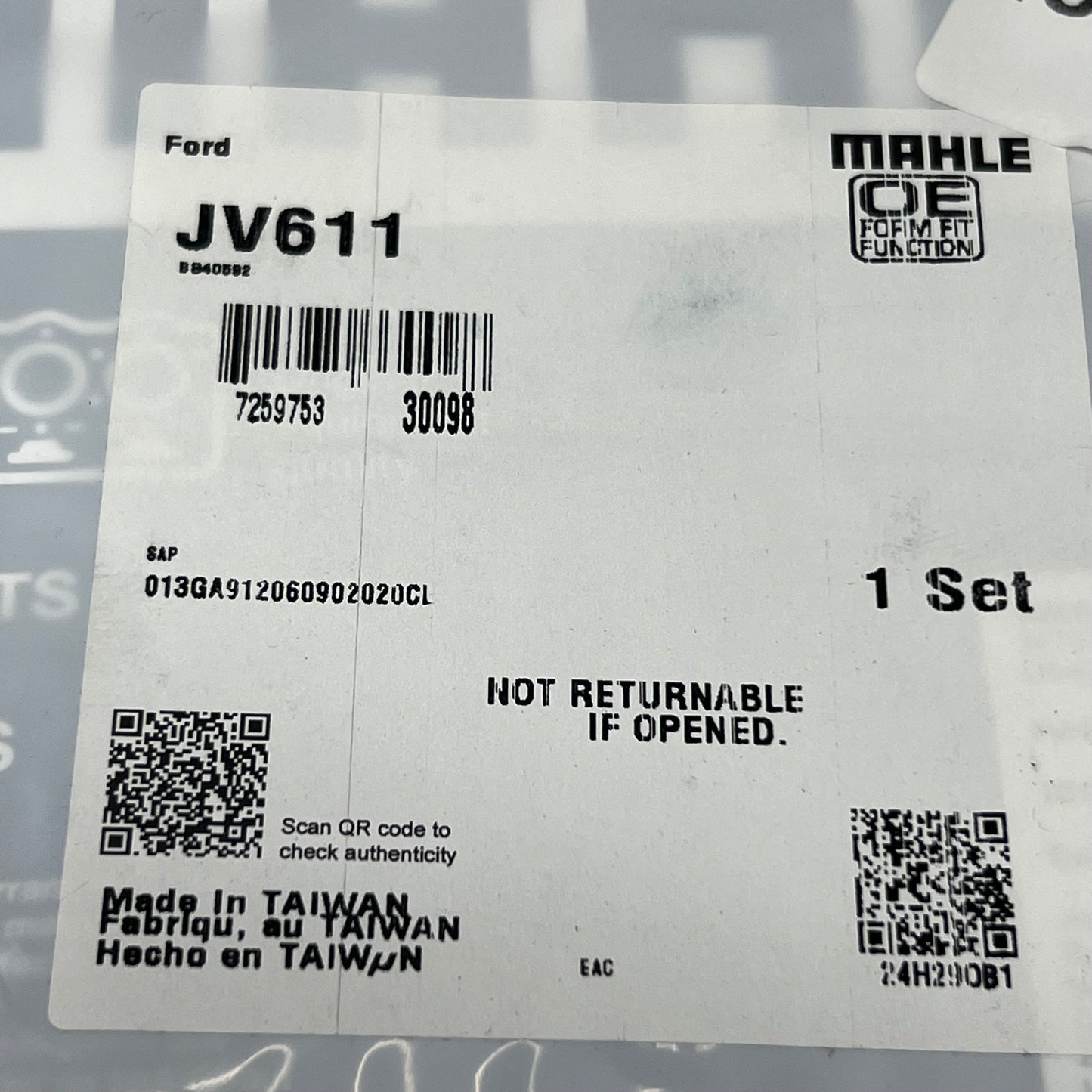 MAHLE Main Bearing Gasket Replacement Part For Ford JV611