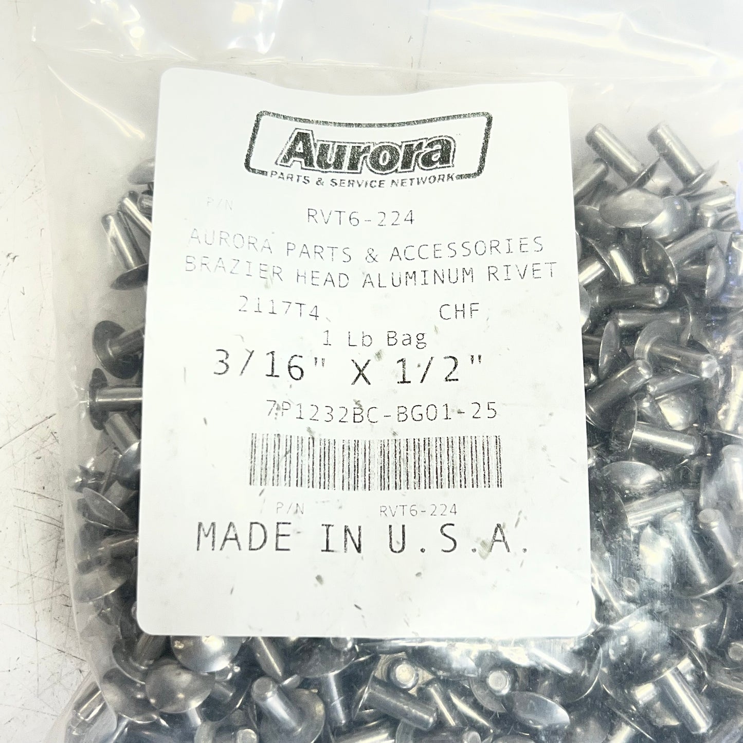 AURORA (224 Each) Brazier Head Aluminum Rivet Sz 3/16" x 1/2", Grey RVT6-224