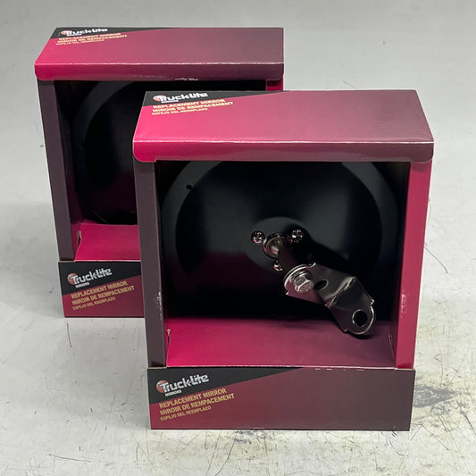 TRUCK LITE (2 PACK) Round Universal Mount Replacement Mirror 6" Black 97820