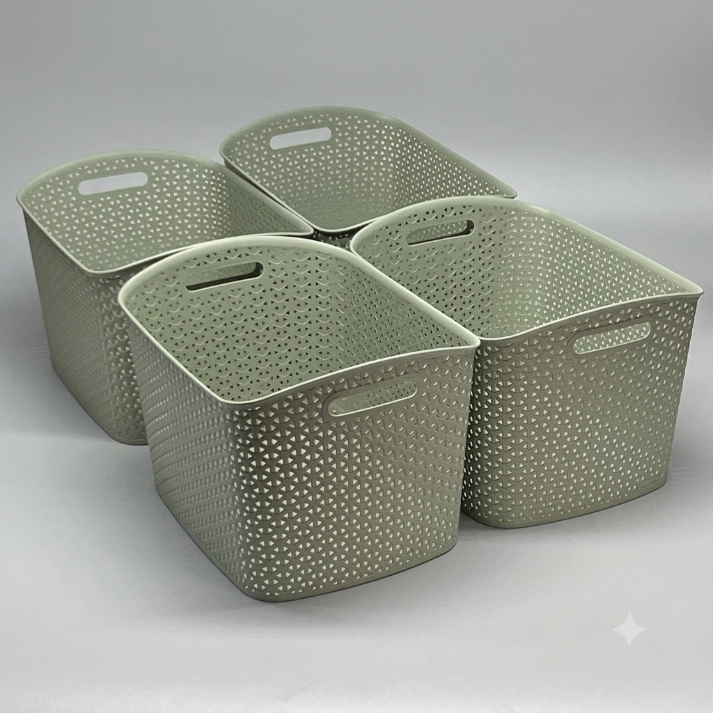 BRIGHTROOM (4 PACK) Storage Bin Medium Laurel Green Sz 16.5"L x 12"W x 10"H - 272747