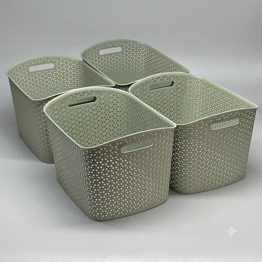 BRIGHTROOM (4 PACK) Storage Bin Medium Laurel Green Sz 16.5"L x 12"W x 10"H - 272747
