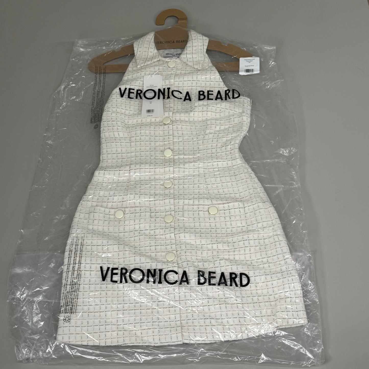 VERONICA BEARD Women's Sleeveless Roxanne Dress Sz-00 Ivory Multi 2406TW6521059