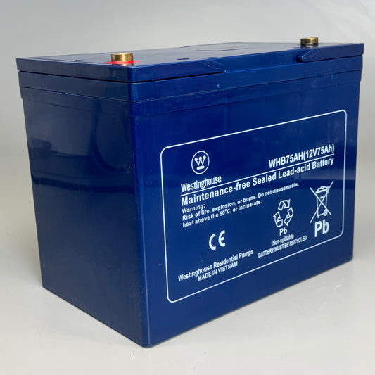 WESTINGHOUSE Battery WHB75AH Size 10”Lx6.5”Wx8”H Blue Used