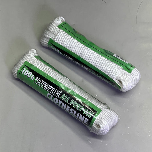ROPE KING (2 PACK) Poly All-Purpose Clothesline 3/16" x 100' White POCL-100