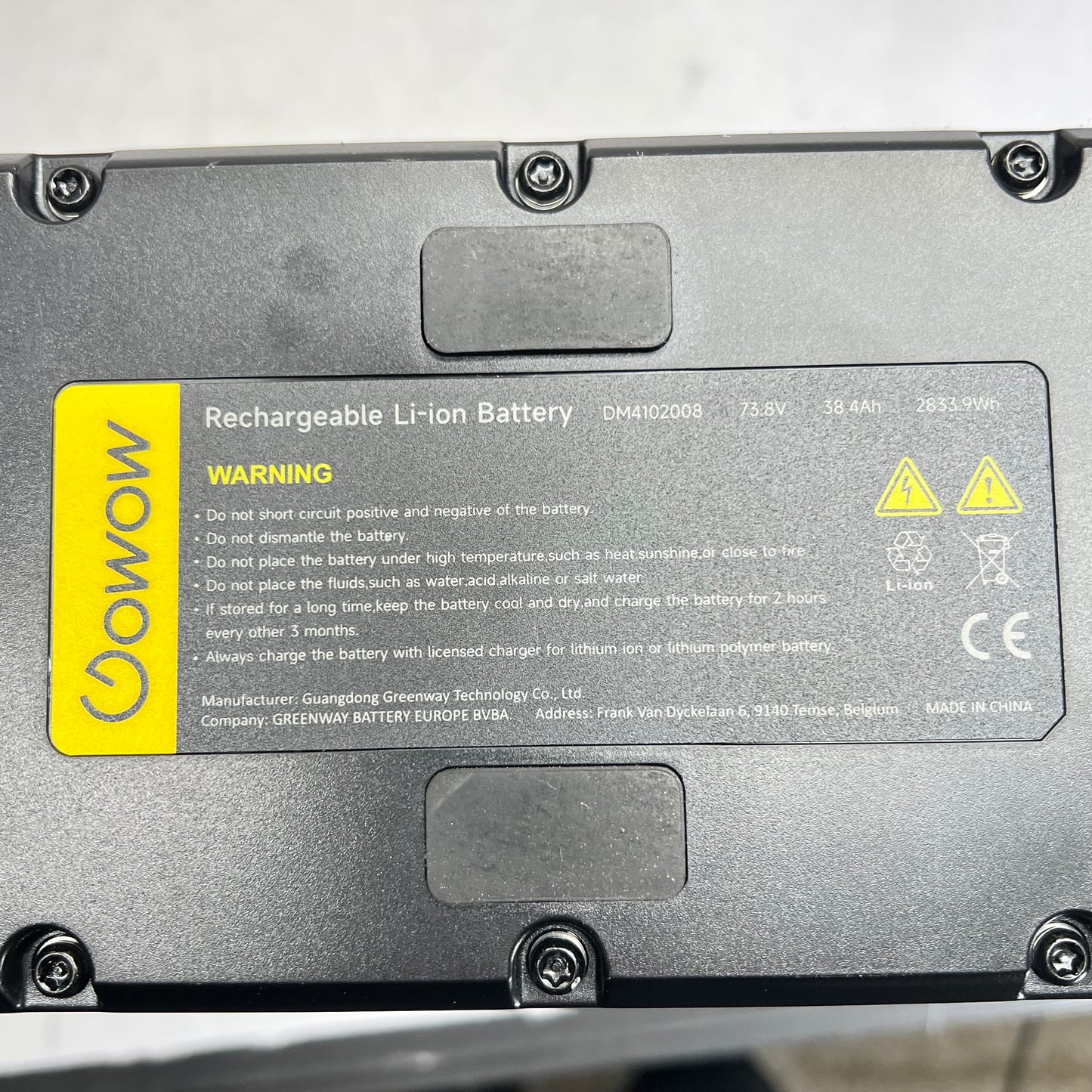 GOWOW Recharge Li-ion Battery For Off Road ORI E Bike 73.8V 2833.9Wh DM4102008