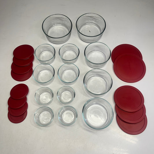 ZA@ ANCHOR (26 PIECE SET) Glass Food Storage Set Snug Fit Lids 1,2,3 & 7 Cup Red 14607ECOM A