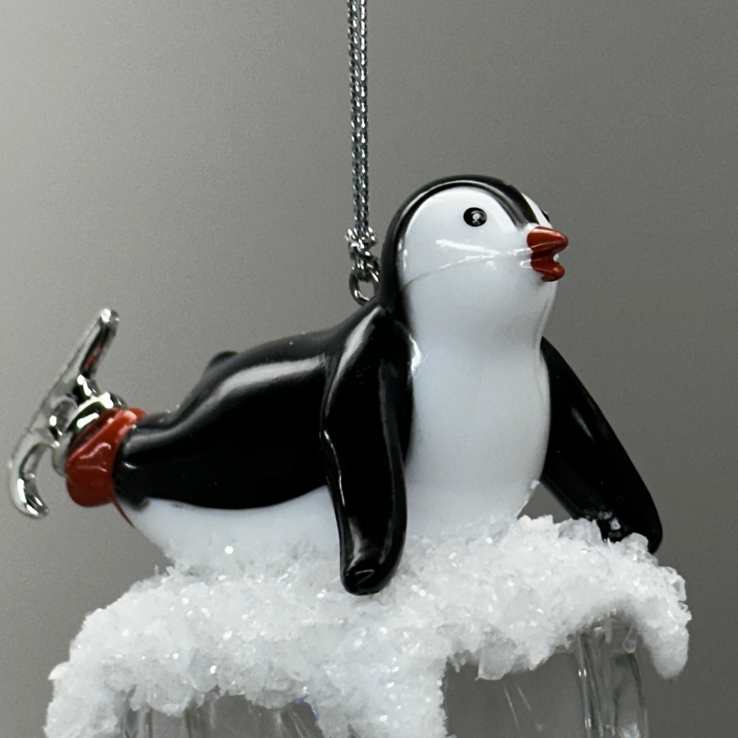 KURT S. ADLER Penguin On Ice Belly Skater Christmas Ornament 4.25" T2458