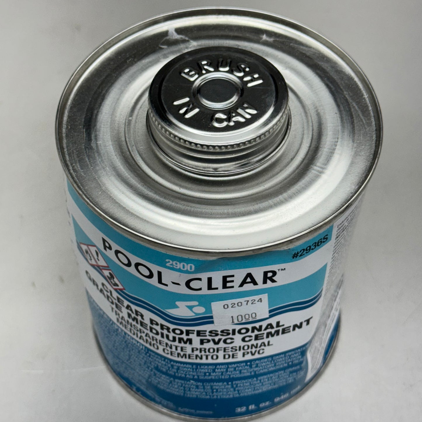 POOL-CLEAR Brush in Can Clear Professional Grade Medium Pvc Cement Glue 2936S