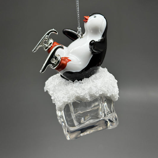 KURT S. ADLER Penguin On Ice Fallen Skater Christmas Ornament 4.25" T2458