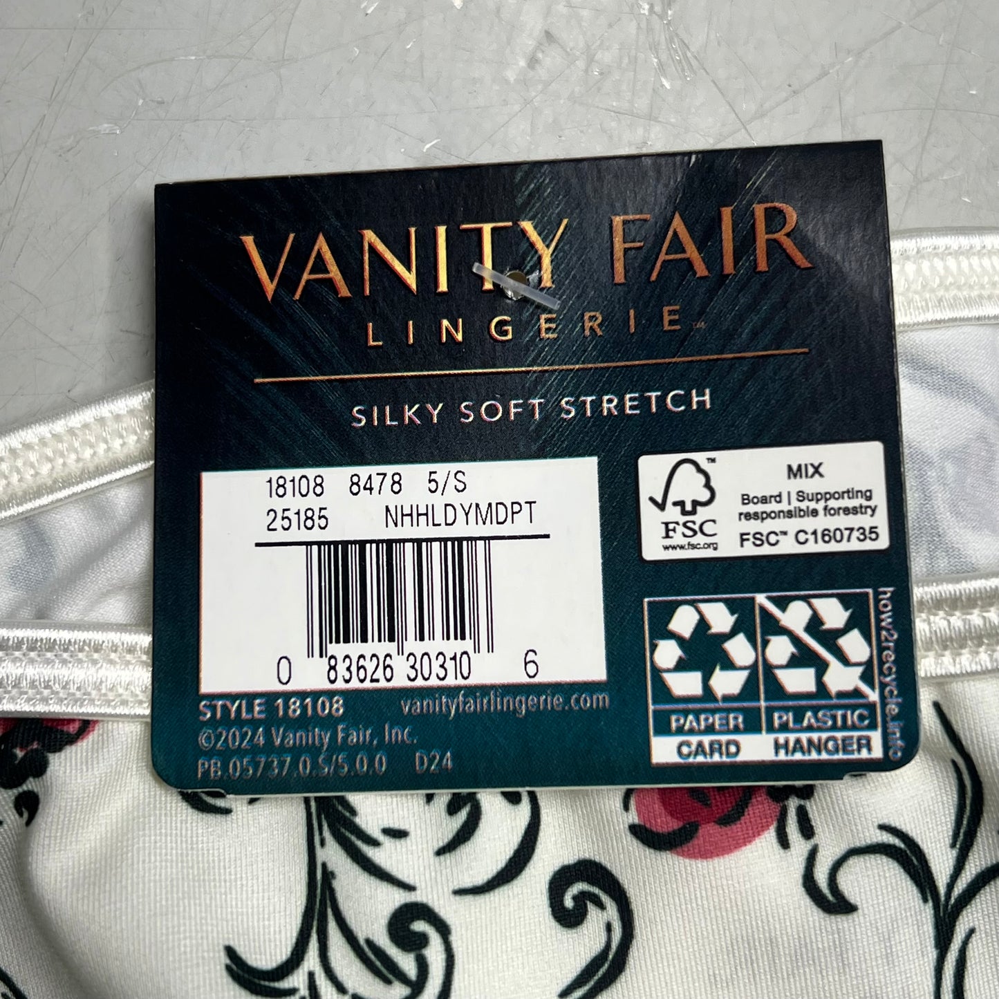 ZA@ VANITY FAIR Lot Of String Bikini Underwear Silk Soft Floral Pattern Women's Variety of Sizes Pink/White/Red/Green