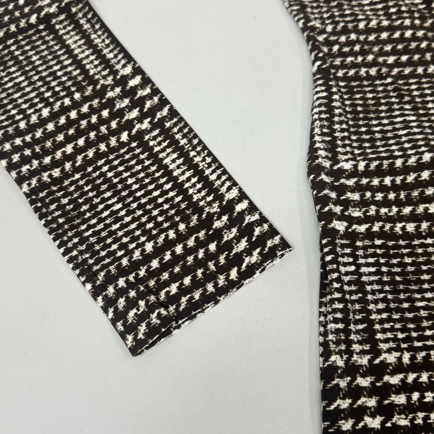 NORMA KAMALI Sleeve Open Back Catsuit Footsie Women's Sz XL/42 Chocolate Plaid