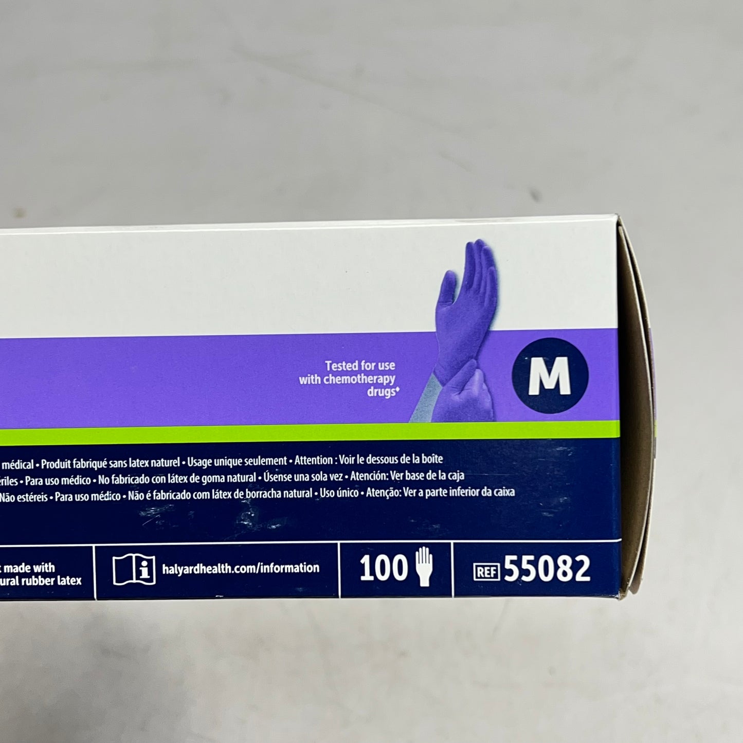 HALYARD (2 PACK, 100 GLOVES EACH) Exam Gloves Unisex Sz M Purple 55082 BB 04/30