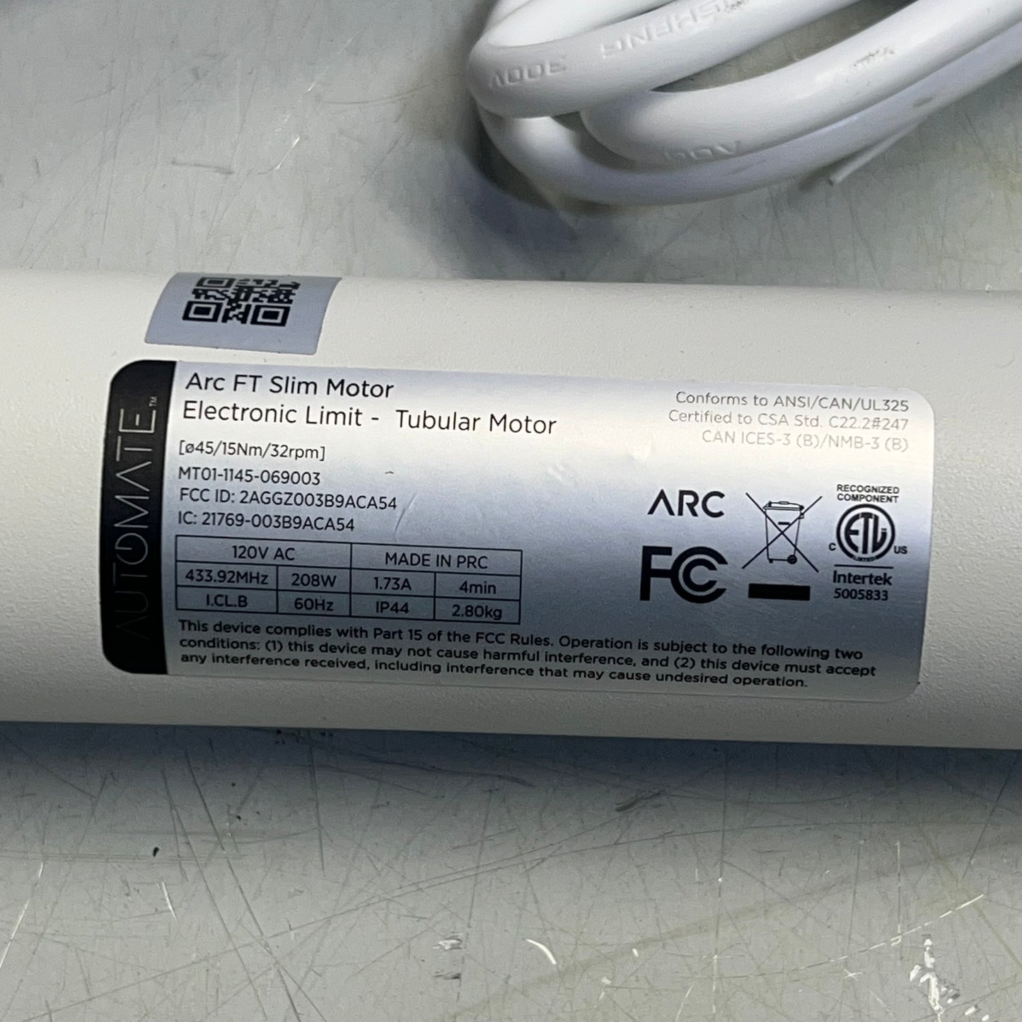 ARC Roll Ease Automate ACRF Fabric Tensioning Motor 15' White MT01-1145-069003