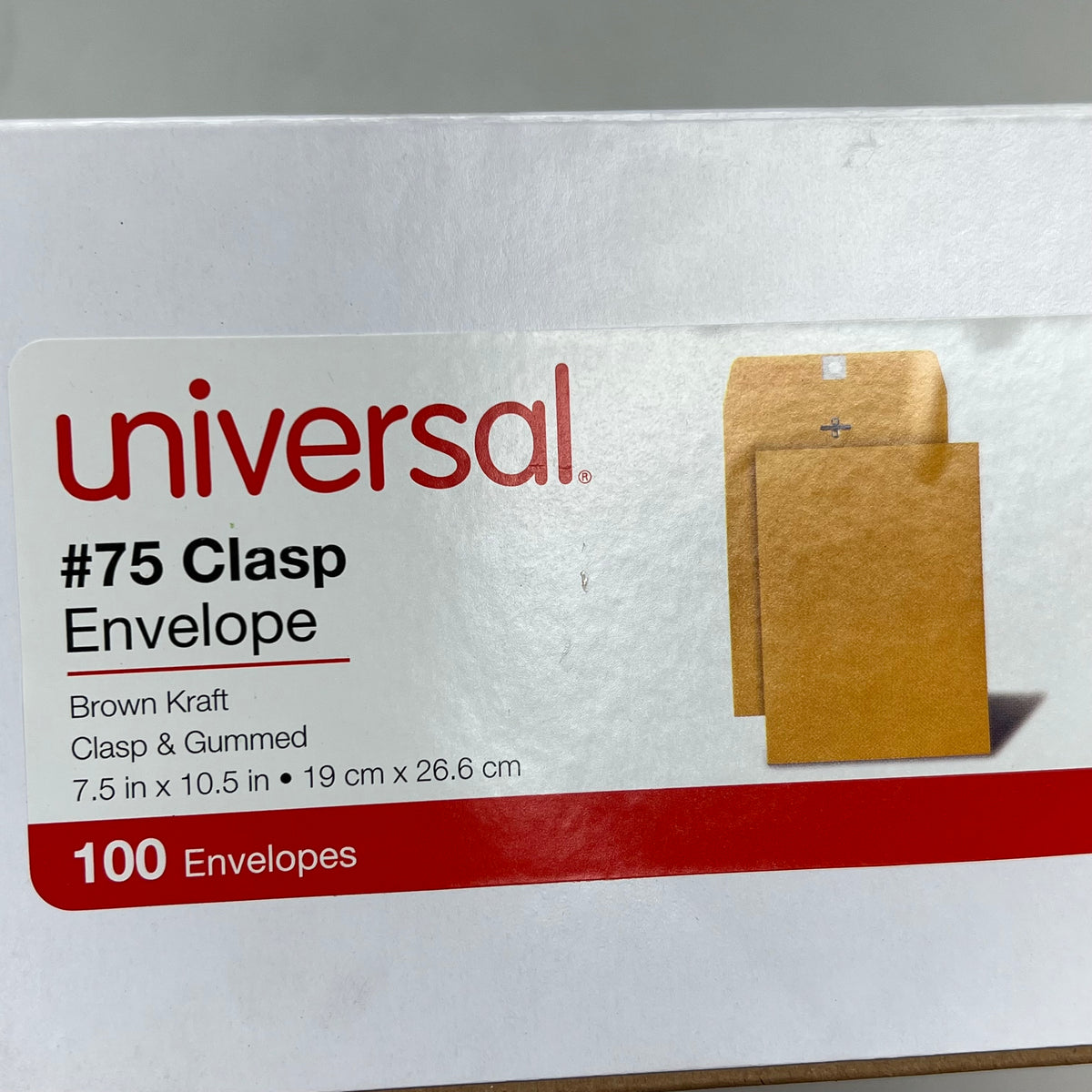 ZA@ UNIVERSAL (100 PACK) Kraft Brown Clasp Envelope #75 Square Flap 7.5 x 10.5 Brown UNV35262