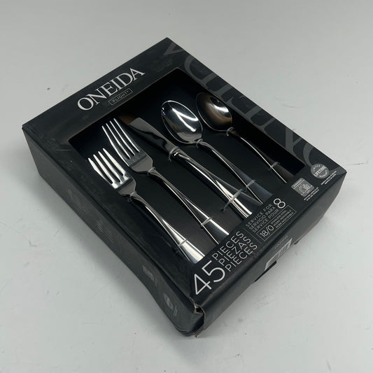 ONEIDA Flight Flatware Set For 8 Dishwasher Safe 45 Pieces 18/0 Stainless Steel