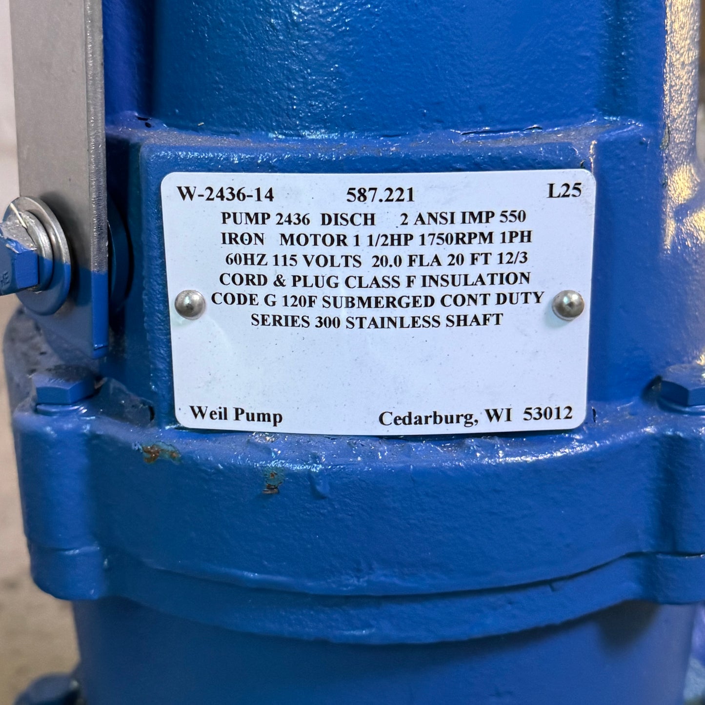 WEIL PUMP Submersible Pump 1.5HP/115V - 2" Ansi Discharge W-2436-14