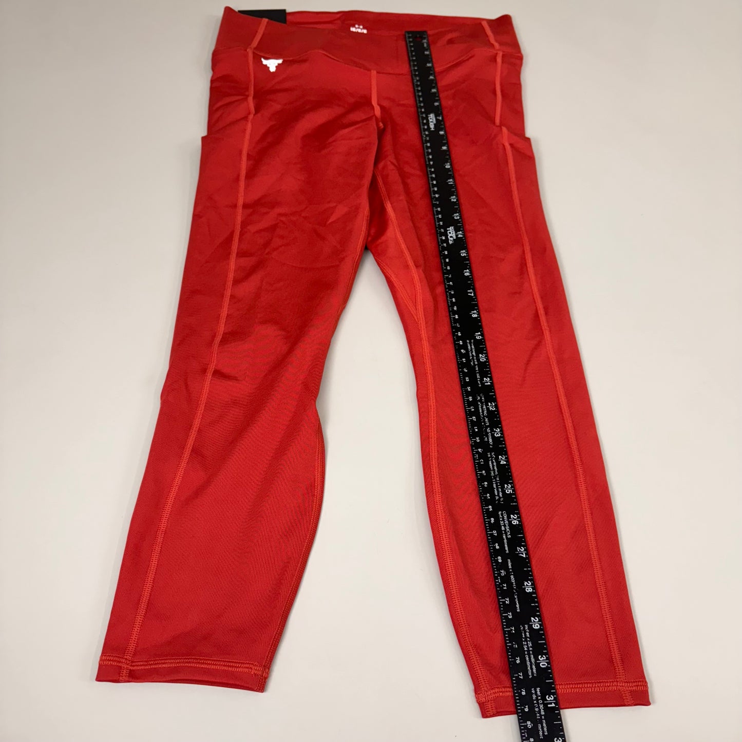 UNDER ARMOUR Women's Project Rock Crossover Ankle Leggings Sz L Heritage Red