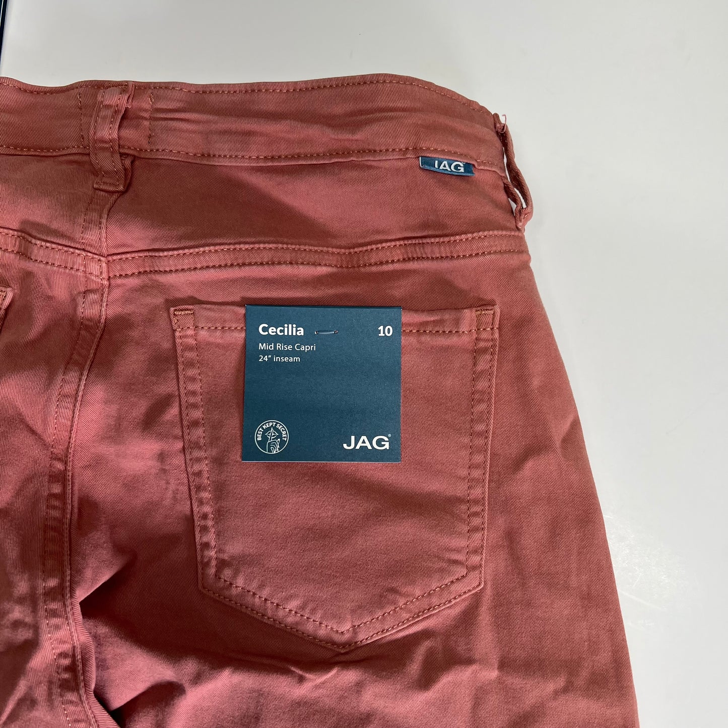 JAG Cecilia Capri Pants Super Stretch Twill Fabric Mid Rise Women's Sz 10 Salmon