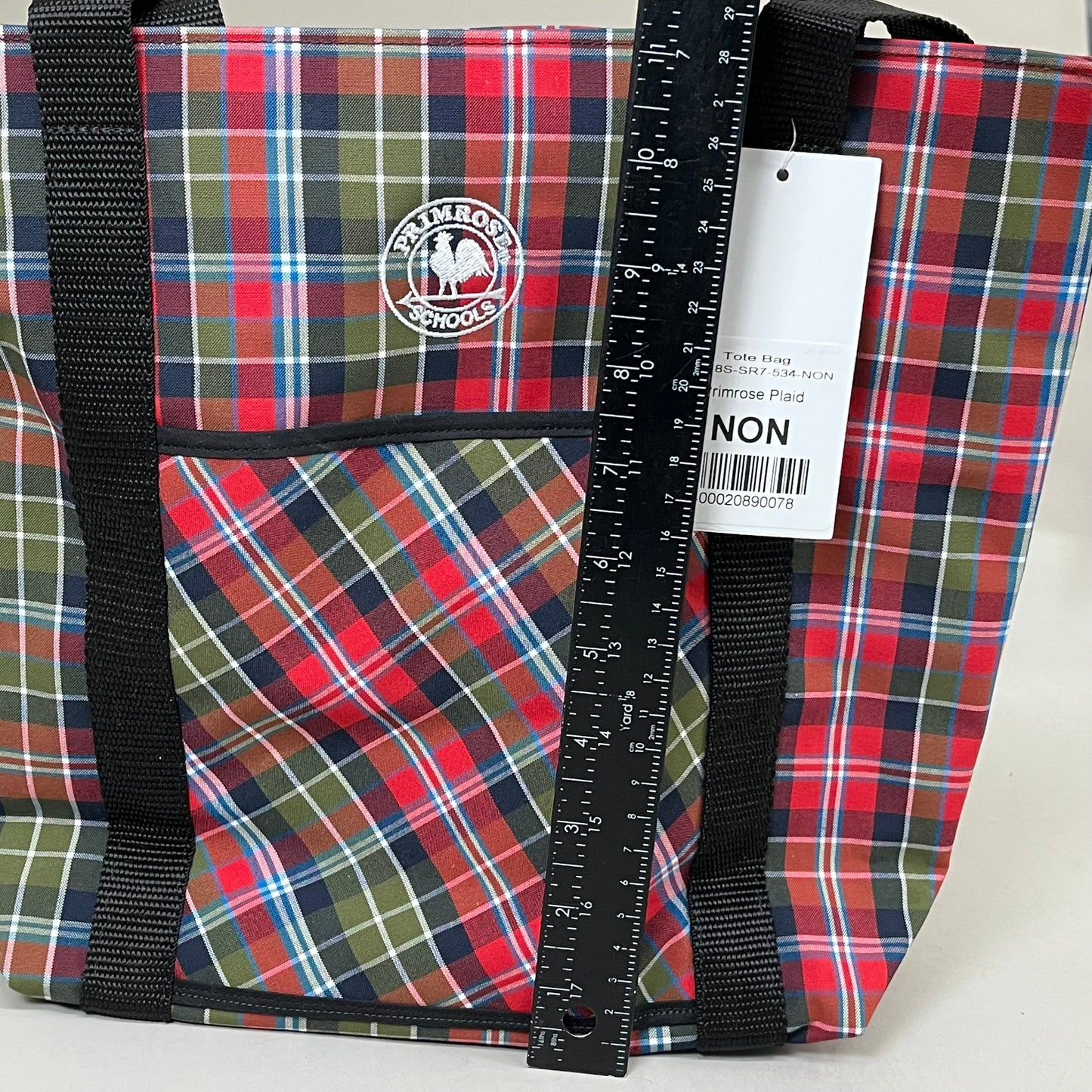 ZA@ DENNIS UNIFORMS (10 PACK) Primrose Schools Plaid Tote Bag Lunch Bag 13" x 12" Red/Green F