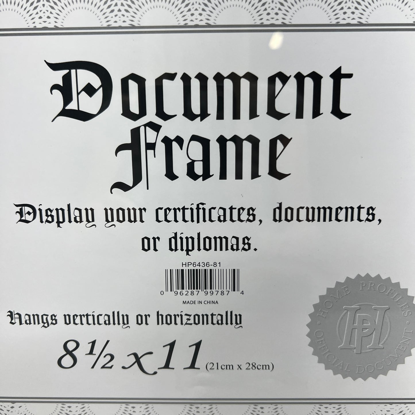 MALDEN INTERNATIONAL DESIGNS (6 PACK)  8½ x 11 Document Frames Black HP6436-81