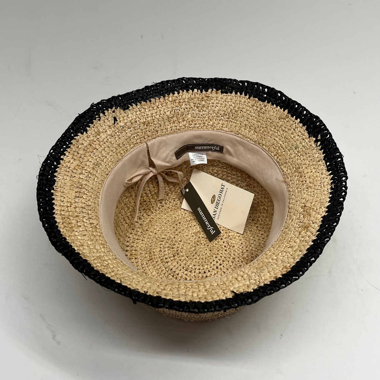 SAN DIEGO HAT Bucket Hat Woven Raffia Women's Sz O/S Natural/Black EWSDHS200NBK