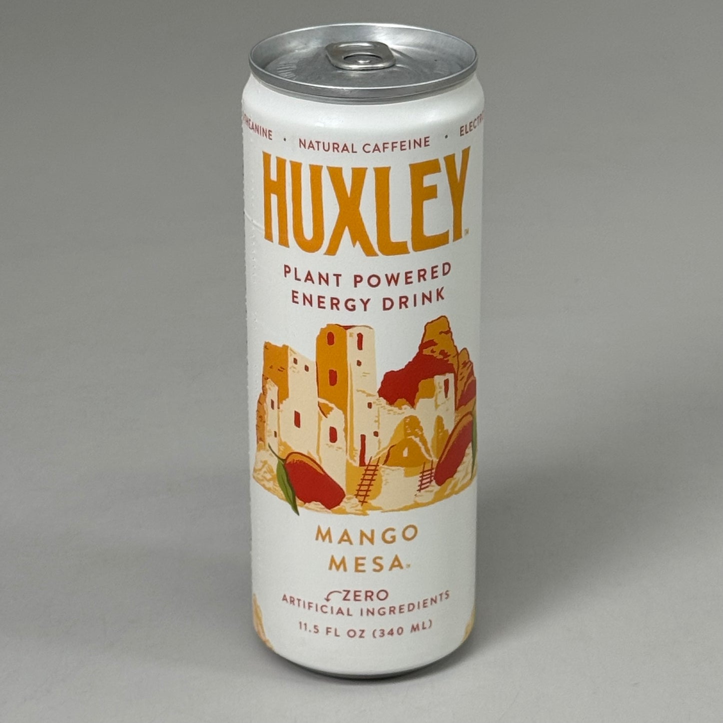 HUXLEY(12 PACK)Plant Powdered Natural Energy Drink Mango Mesa 11.5fl oz BB 06/25