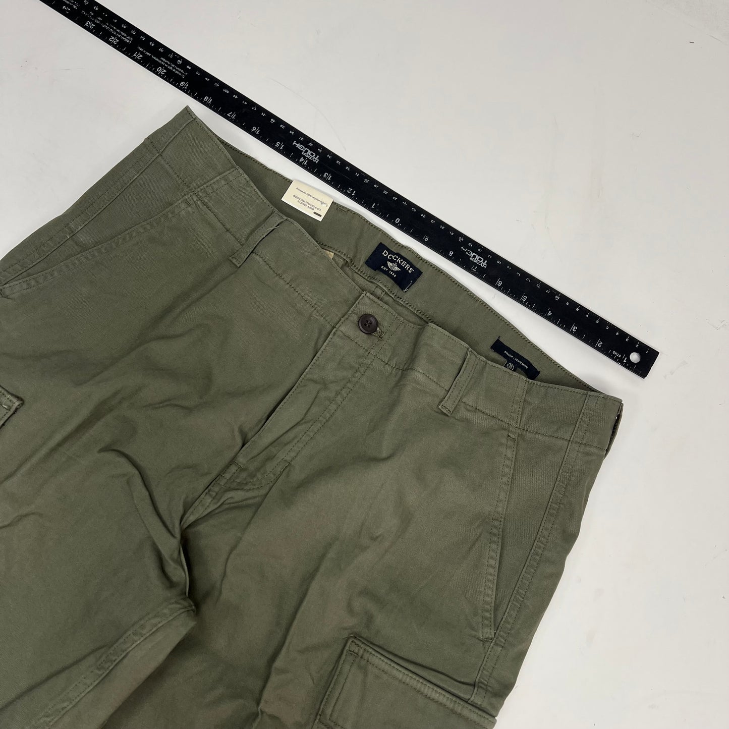 DOCKERS Utility Cargo Straight Fit Comfort Stretch Pant Men's Sz 38x32 G|reen