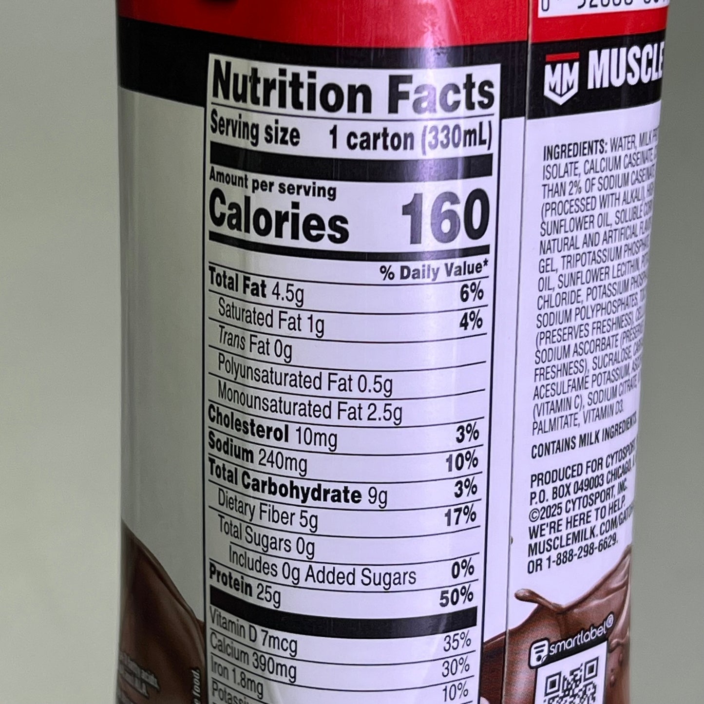 ZA@ MUSCLE MILK (18 PACK) Gluten & Lactose Free Genuine Protein Shake Chocolate 11 fl oz BB 09/26 H