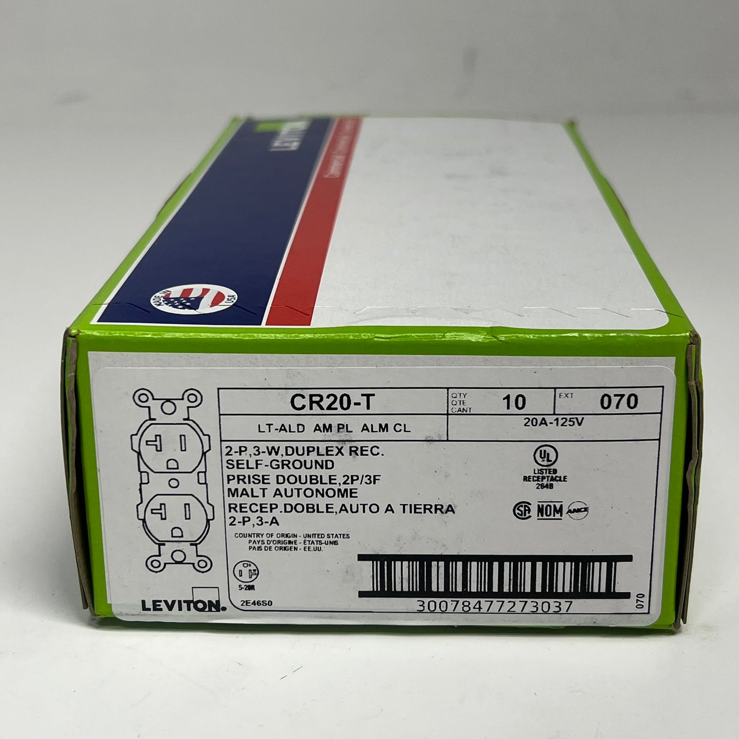 LEVITON (10 PACK) Duplex Receptacle/outlet Commercial Grade 20 Amp White CR20-T