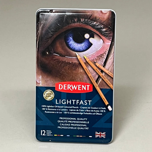 DERWENT (12 COUNT) Lightfast Pencils Water Soluble in Metal Tin Case 2302719